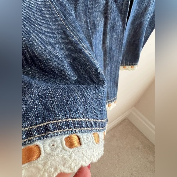 Nwt Vintage Glensport Collection Jean Denim Skirt Ruffle Bottom Pockets Size 6 - Picture 5 of 7